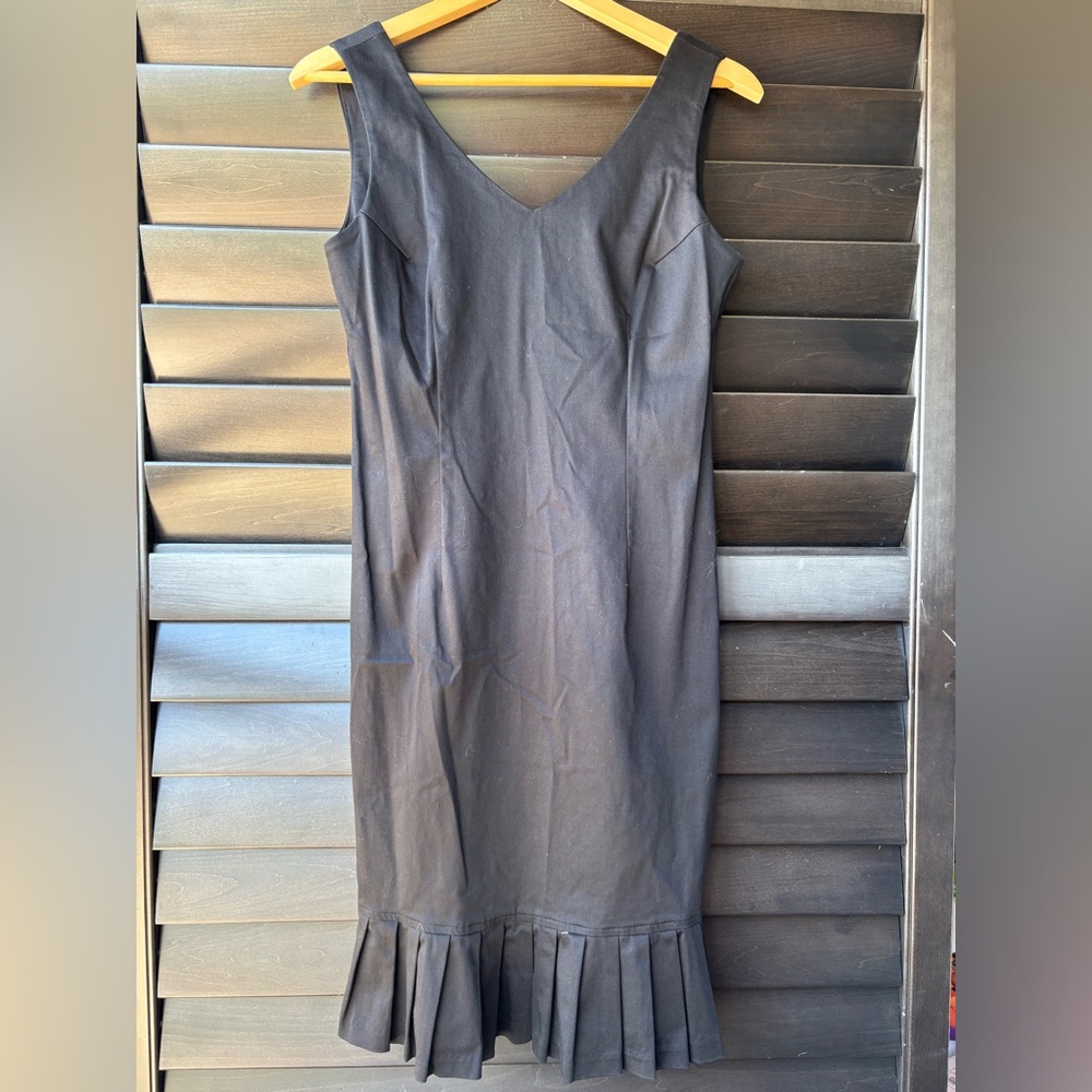 Vintage Jonathan Martin Studio Black Sleeveless Dress Pleats Size 8 Cotton 90s